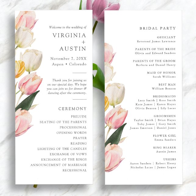 Elegant Tulip Wedding Programs (Elegant Watercolor Tulip Wedding Programs by Painted Paperie
)