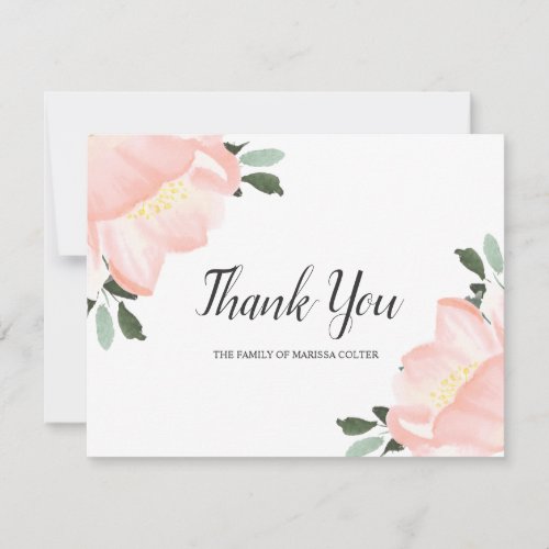 Elegant Tulips Blush Pink Floral Sympathy Funeral Thank You Card