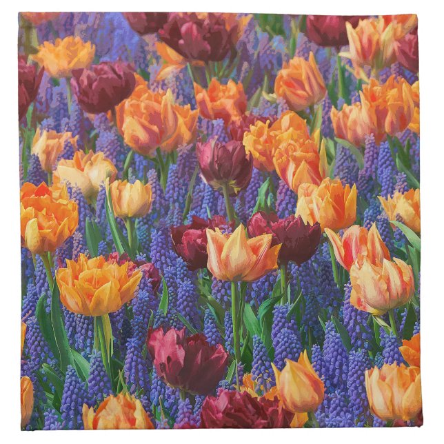 Elegant Tulips Floral Victorian Acrylic Artwork | Cloth Napkin (Front)