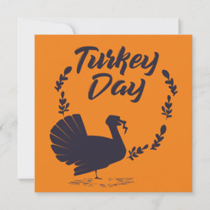 Elegant Turkey Day with leaves  Invitation