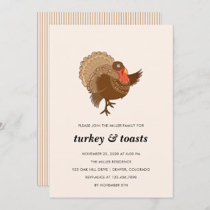 Elegant Turkey Thanksgiving Party Invitation