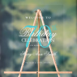 Elegant Turquoise 70th Birthday Party Welcome  Acrylic Sign<br><div class="desc">Celebrate a milestone age with style! This 70th birthday party welcome acrylic sign is an excellent way to kick off your festivities. Not only does it serve as a charming decoration, but it's a beautiful way to welcome your guests. Made from high-quality, durable acrylic, this sign can withstand both indoor...</div>
