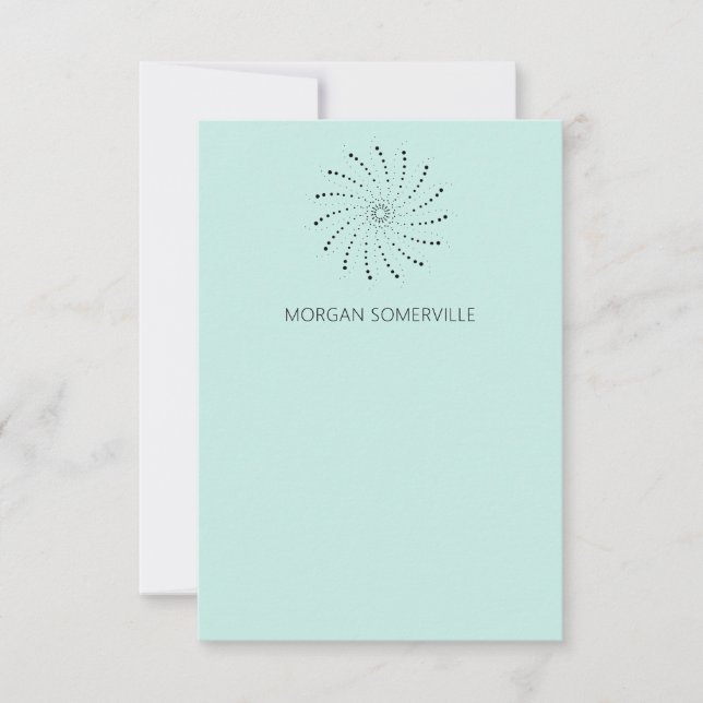 Elegant Turquoise Abstract Flower Modern Note Card (Front)
