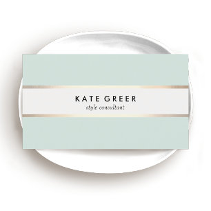 Elegant Turquoise and Gold Striped Professional Business Card