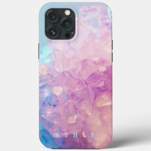 Elegant Turquoise and Purple Stone Abstract iPhone 13 Pro Max Case