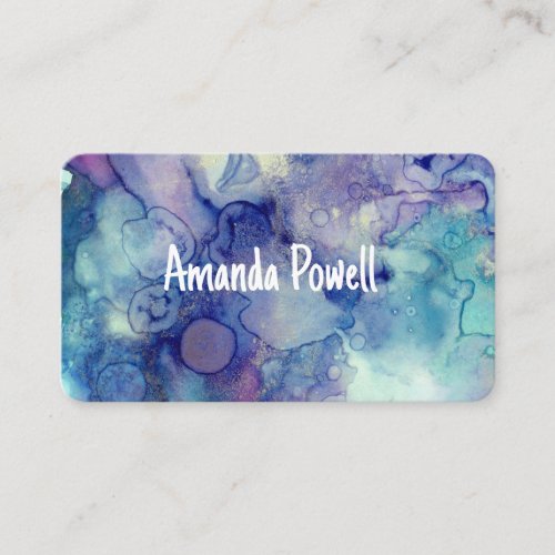 elegant turquoise and purple watercolor artistic  business card