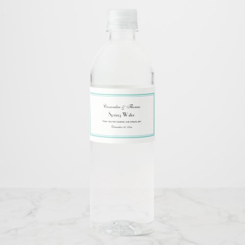 Elegant Turquoise Aqua Framed H Water Bottle Label