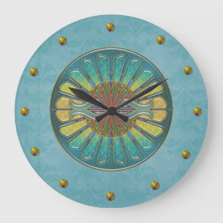 Elegant Turquoise Art Deco Wall Clock