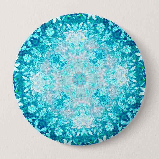 Elegant Turquoise Blue Aqua Stone Pattern Button (Front)