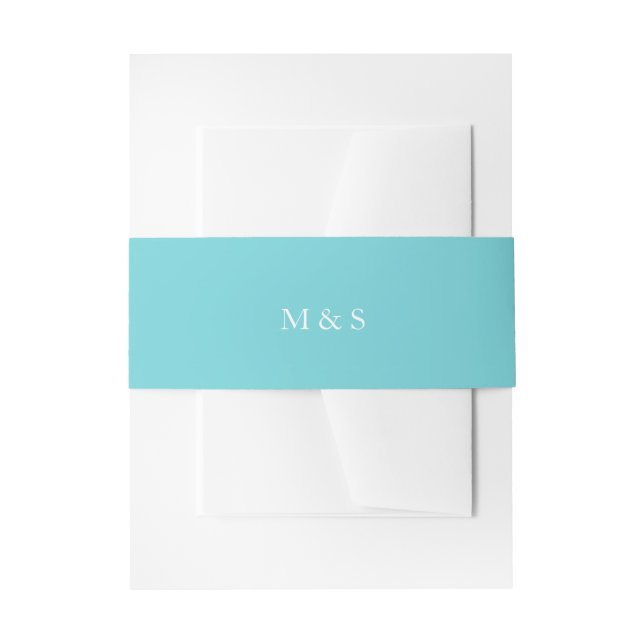 Elegant Turquoise Blue Invitation Belly Band (Front Example)