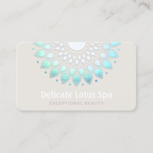 Elegant Turquoise Blue Lotus Logo Business Card