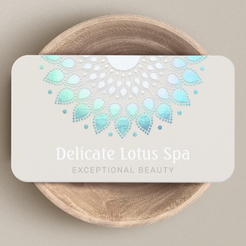 Elegant Turquoise Blue Lotus Logo Business Card