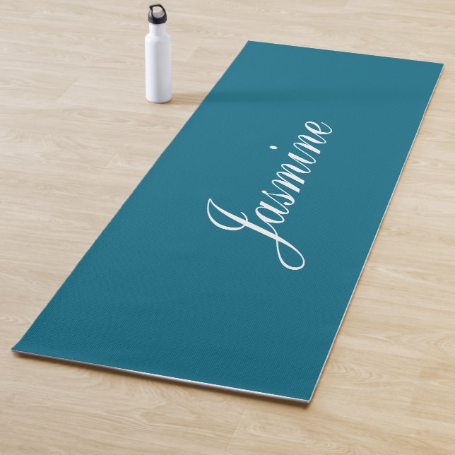 Elegant Turquoise Blue Personalized Yoga Mat (In Situ)