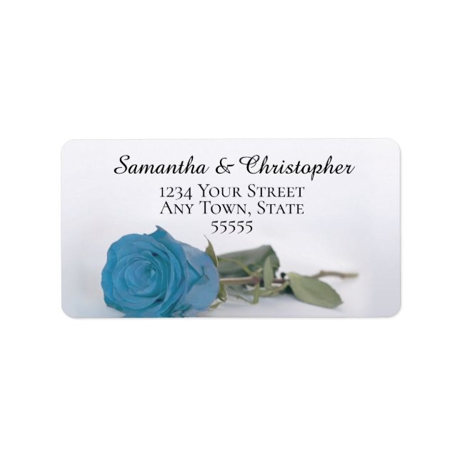 Elegant Turquoise Blue Rose Wedding Address Label (Front)