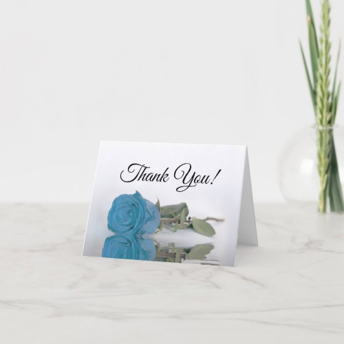 Elegant Turquoise Blue Rose Wedding Photo Inside Thank You Card