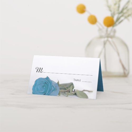 Elegant Turquoise Blue Rose Wedding Write_In Place Card