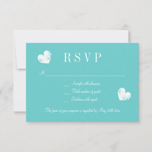 Elegant turquoise blue RSVP wedding response cards