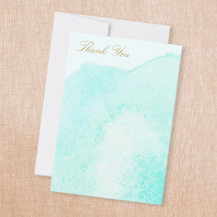 Elegant Turquoise Blue Watercolor Thank You Card