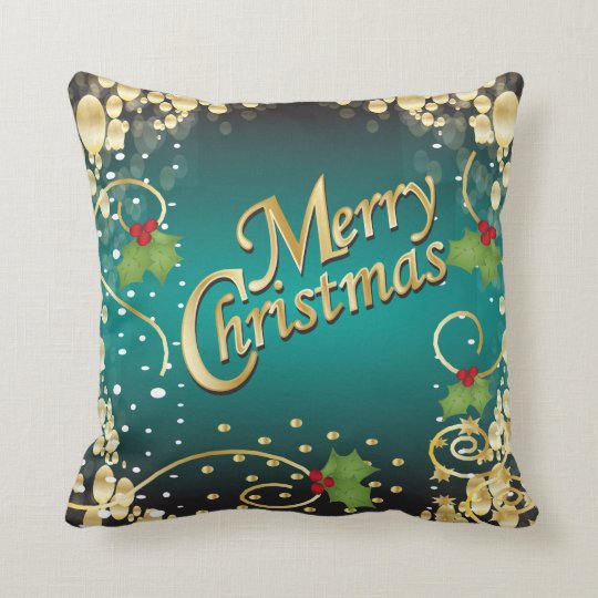 Elegant Turquoise Christmas Throw Pillow