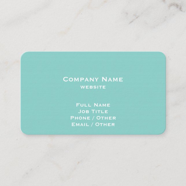Elegant Turquoise Colored Business Card (Front)