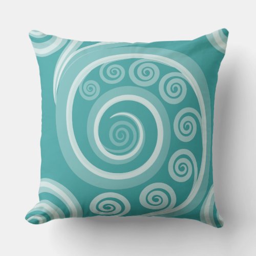 Elegant Turquoise Fern Frond Swirls Throw Pillow