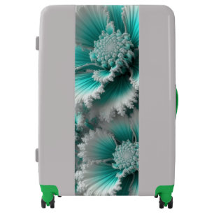 Elegant Turquoise Floral Art Pattern Stylish Trave Luggage