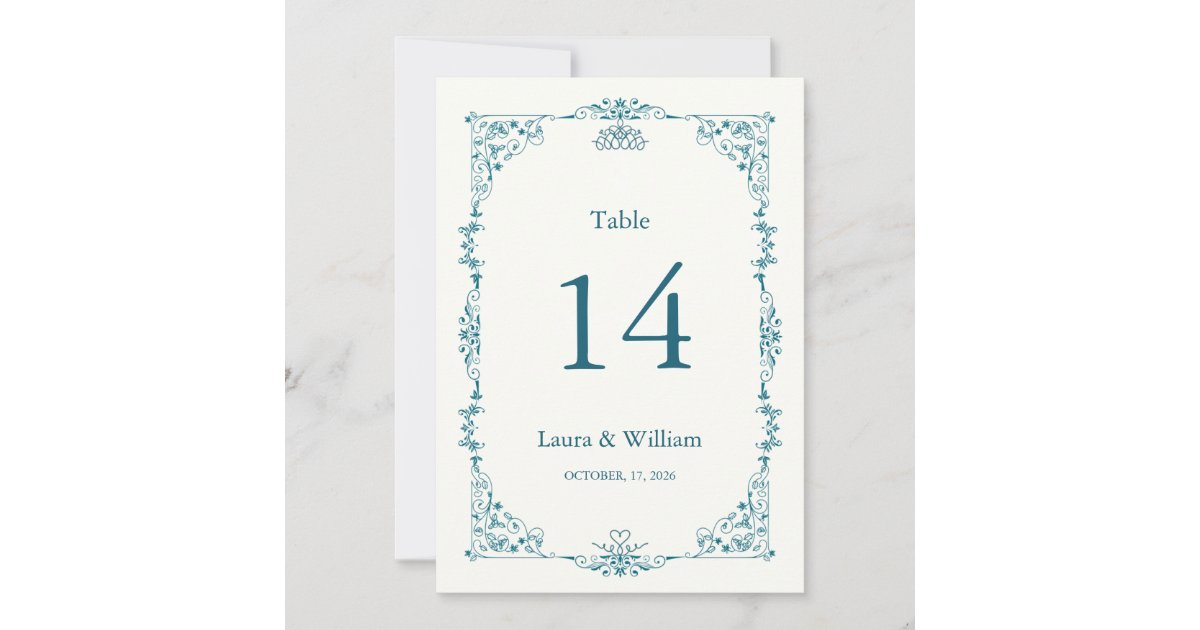 Elegant Turquoise Floral Table Number | Zazzle
