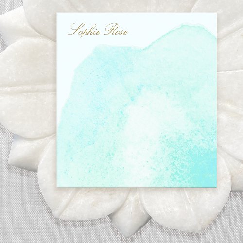 Elegant Turquoise Floral Watercolor Flower Notepad