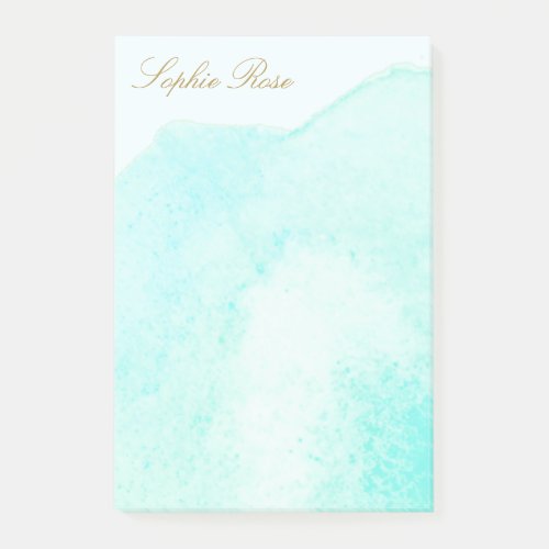 Elegant Turquoise Floral Watercolor Flower  Post_it Notes