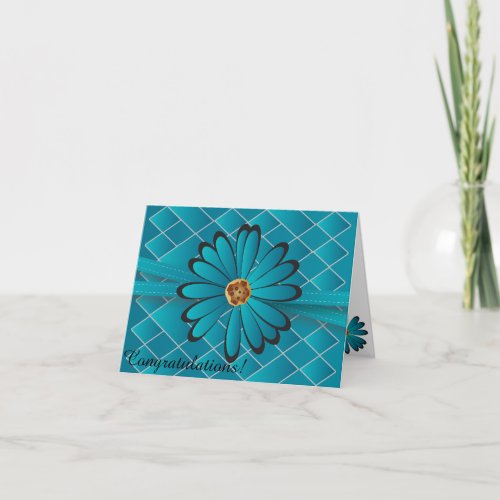 Elegant Turquoise Flower Design Thank You Card