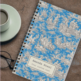 Elegant Turquoise French Vintage Toile De Jouy Notebook