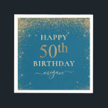 Elegant Turquoise Glitter 50th Birthday Party  Napkins<br><div class="desc">Elegant Turquoise Glitter 50th Birthday Party</div>