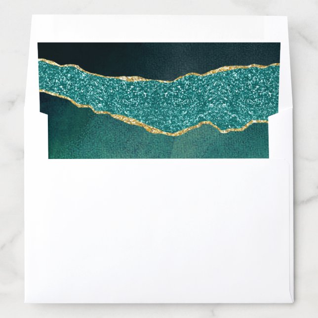 Elegant Turquoise & Gold Agate Wedding Envelope Liner (In Envelope)