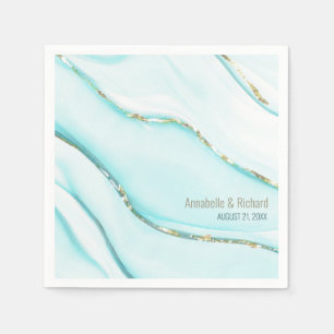 Elegant Turquoise Gold Agate Wedding Napkins