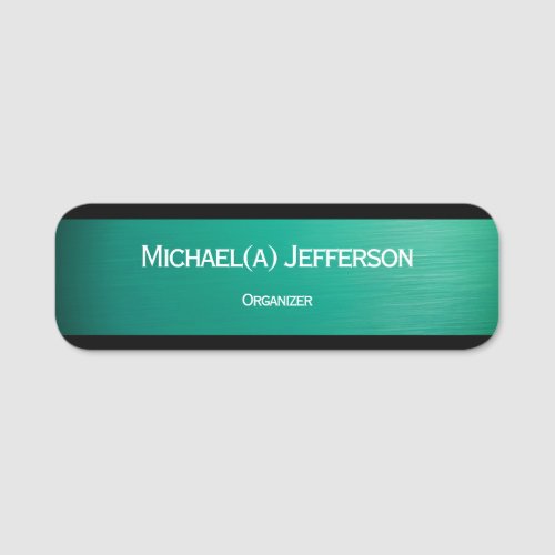 Elegant Turquoise Green and Black Name  Position Name Tag