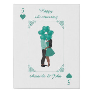 Elegant Turquoise Happy Anniversary Canvas Print