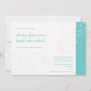Elegant Turquoise Invite, Caroline Wedding Invitation