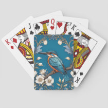Elegant Turquoise Kingfisher Bird Floral  Poker Cards