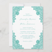 Elegant Turquoise Lace Wedding Invitation (Front)