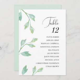 Elegant turquoise leaves.Wedding seating charts Invitation