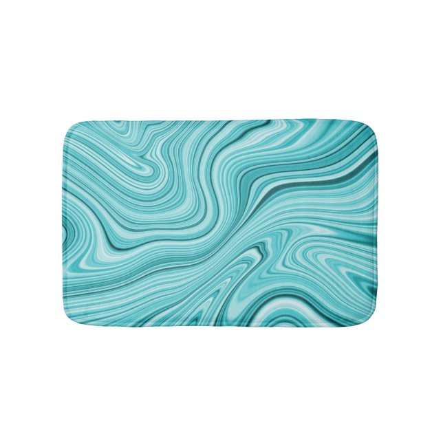 Elegant turquoise liquid marble bath mat (Front)