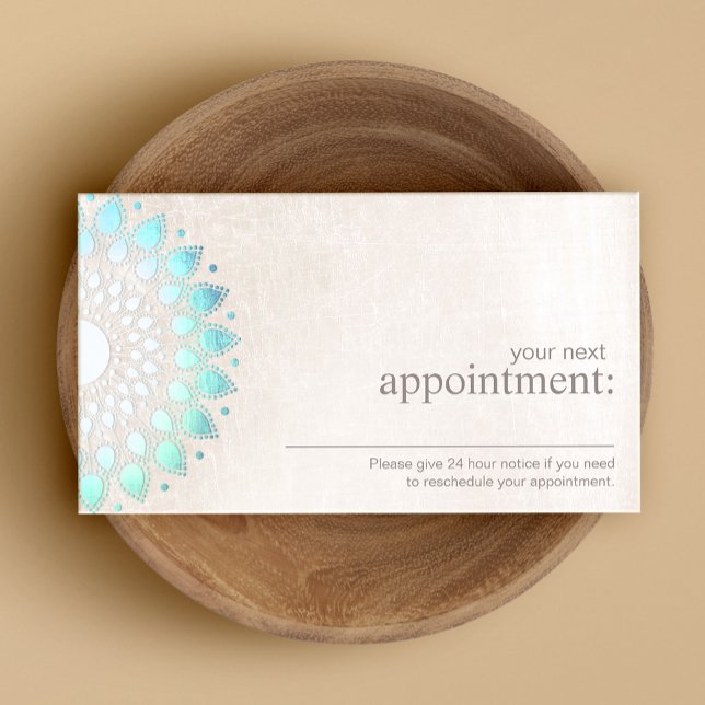 Elegant Turquoise Lotus Floral Appointment Card (Creator Uploaded)