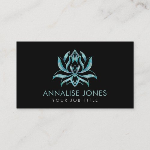 Elegant Turquoise Lotus Flower Business Card