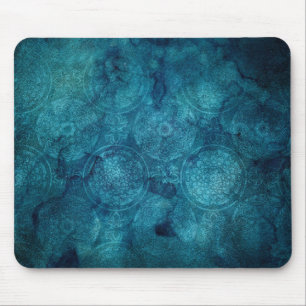 Elegant Turquoise Mandala Watercolor Pattern Mouse Pad