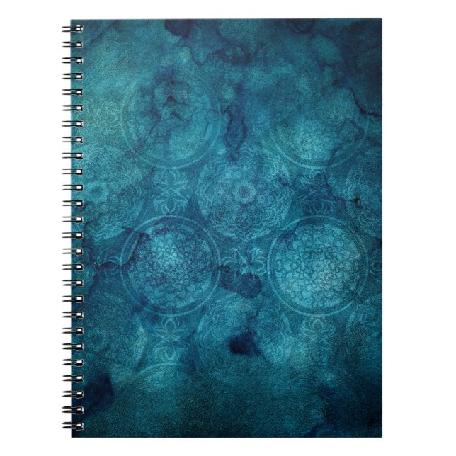 Elegant Turquoise Mandala Watercolor Pattern Notebook (Front)