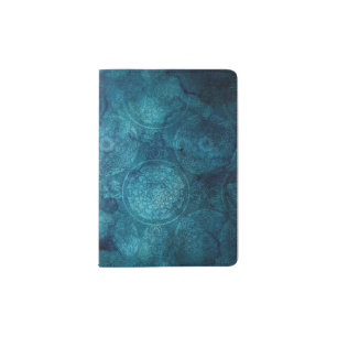 Elegant Turquoise Mandala Watercolor Pattern Passport Holder