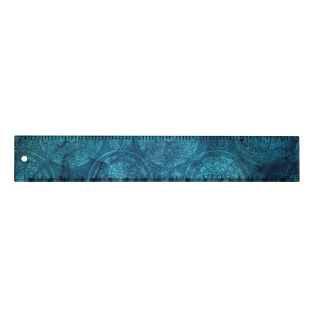 Elegant Turquoise Mandala Watercolor Pattern Ruler (Front)