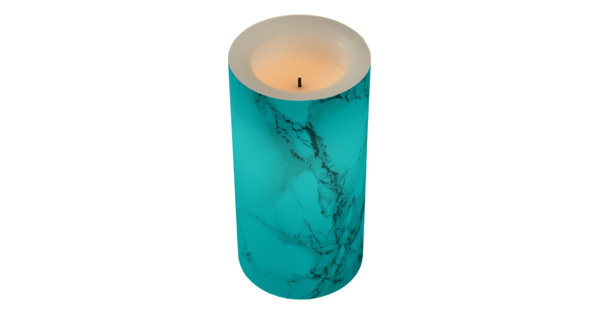 Elegant Turquoise Marble Flameless Candle Zazzle