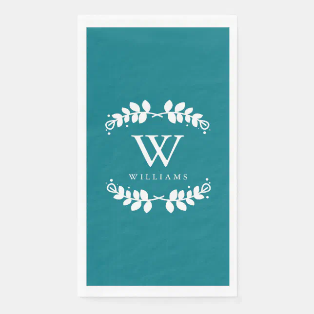 Elegant Turquoise Monogrammed Paper Guest Towels Zazzle