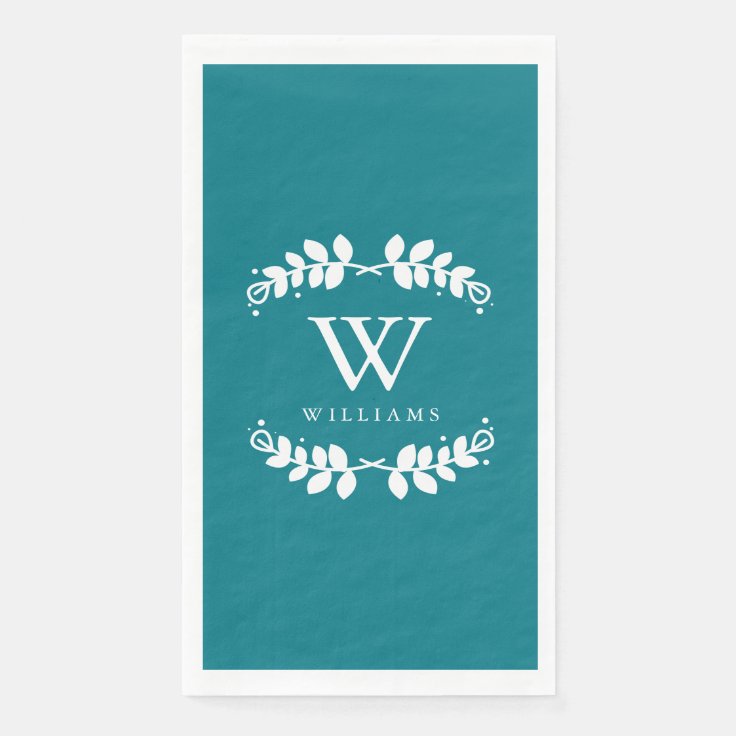 Elegant Turquoise Monogrammed Paper Guest Towels Zazzle